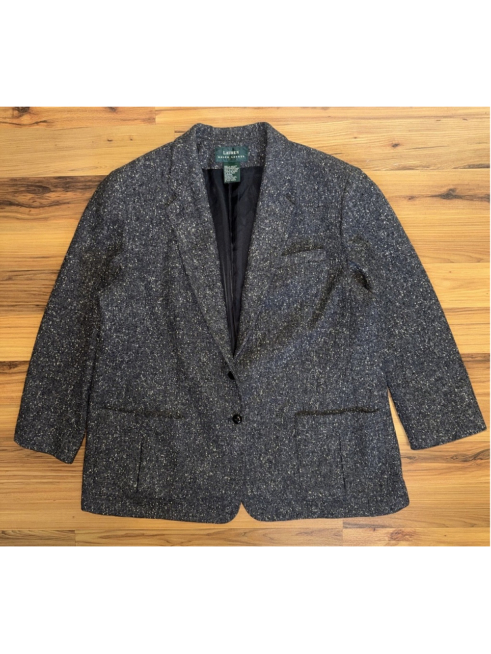 Vintage Lauren Ralph Lauren 20W Wool Tweed Blazer Dark Academia Oversized Office